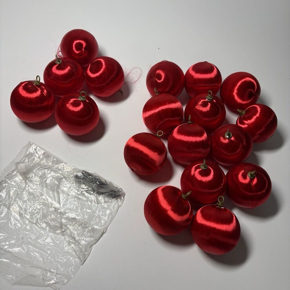 Vintage Pyramid Red Satin Silk 2.5” Unbreakable Christmas Tree Ornaments